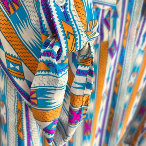 Amanda Uprichard Silk Southwestern Print Button Down Shirt Size S - Picture 3 of 11